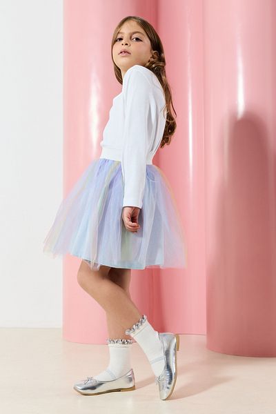 TRENDYOL SHOES Mary Jane Ballerinas mit silberner Schleife für große Mädchen – TAKAW25BE00010