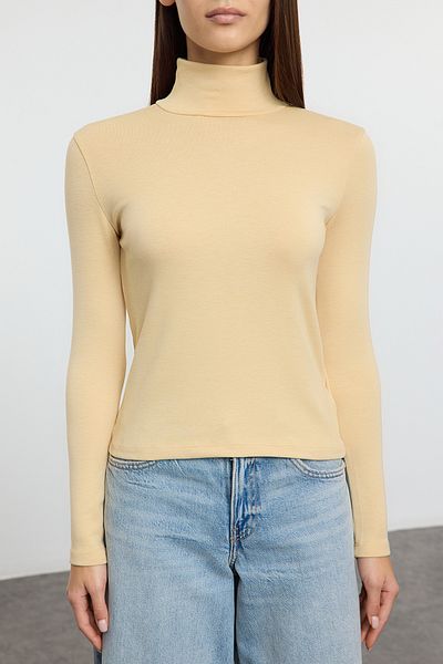 Trendyol Collection Ελαστική πλεκτή - Πέτρινη μπλούζα με μαλακό ύφασμα με ζιβάγκο TWOAW24BZ00119