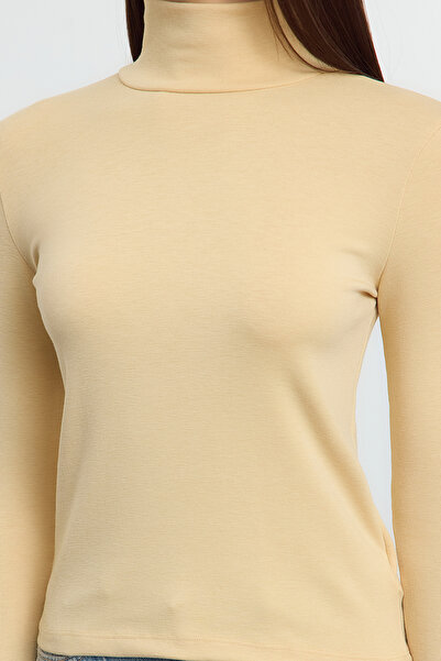 Trendyol Collection Ελαστική πλεκτή - Πέτρινη μπλούζα με μαλακό ύφασμα με ζιβάγκο TWOAW24BZ00119