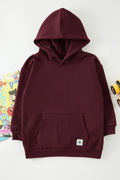 TRENDYOLKIDS Boy's Knitted Sweatshirt - Brown, Back Printed Tkdaw25Sw00127