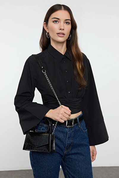 TRENDYOL SHOES Чорна текстурована жіноча міні-міська сумка-кросбоді TWOAW25OC00001