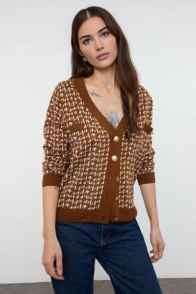 Trendyol Collection Hnědý pletený svetřík Wide Fit - Twoaw22Hi0268