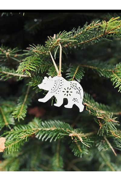 TRENDİN YOLU Christmas Forest Themed 5 White Early Year Tree Ornaments