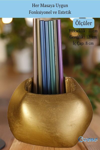 Evene Gold Colored Pen Holder and Desk Organizer - Model 22