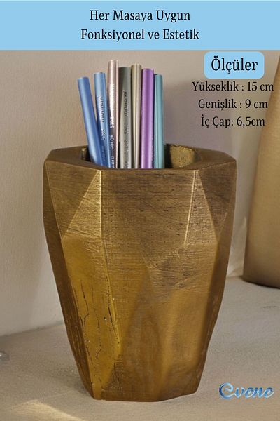 Evene 19 Model Pen Holder and Desk Organizer - Gold Antique Color