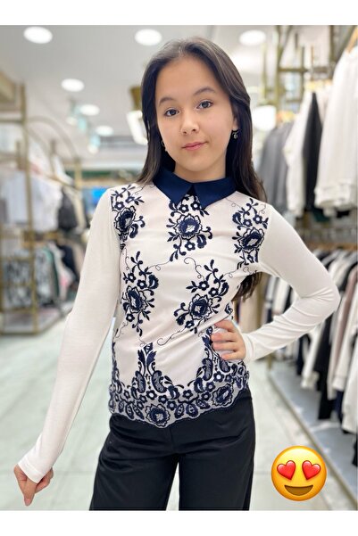 Minimoda Kids Önü Komple Güpür Kız Bluz