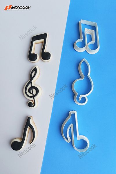 nescook 3-Piece Musical Note Cookie And Sugar Dough Mold / Cutter / Cake Mold Left Key Music