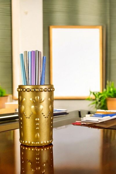 Evene Gold Antique Colored Pen Holder Organizer - Desk Pen Holder Model 10