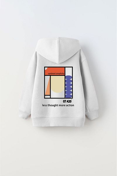 The Champ Clothing Hanorac alb unisex pentru copii - cu glugă, imprimat fleece, actualizare simplitate