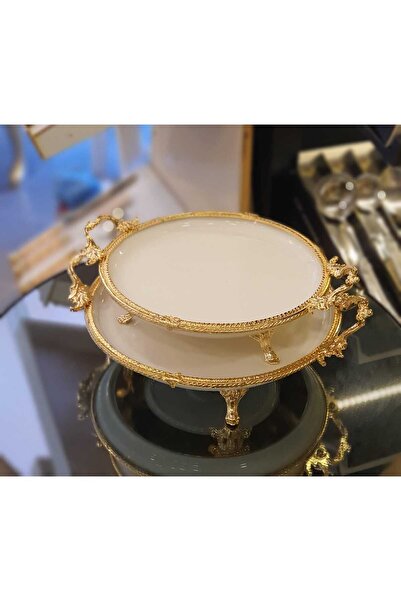 Muba Consept Gold Çerçeveli 2 Parça Porselen Sunum Seti