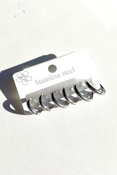 CERENY.CO Steel 6-Piece Hoop Earring Set