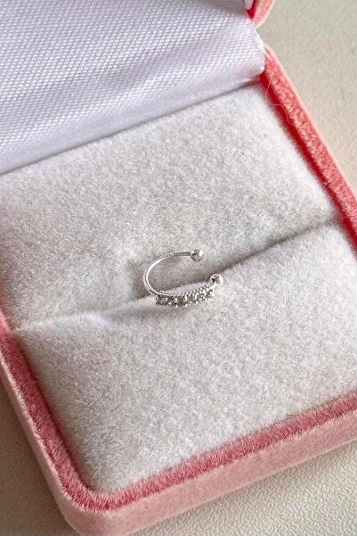 CERENY.CO Taşlı Halka 8 MM Earcuff/Piercing/Hızma 925 Ayar Gümüş