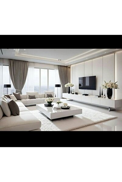 LUXURY VİLLA LUXURY BEYAZ CAMLI ORTA SEHPA 80X120 YÜKSEKLİK 26CM