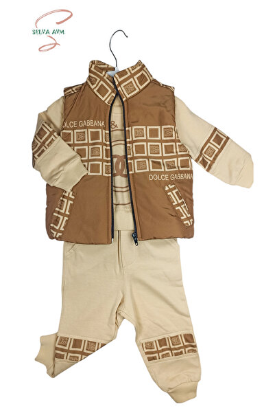Butik Erkek Çocuk Yelekli alt üst Üçlü takım