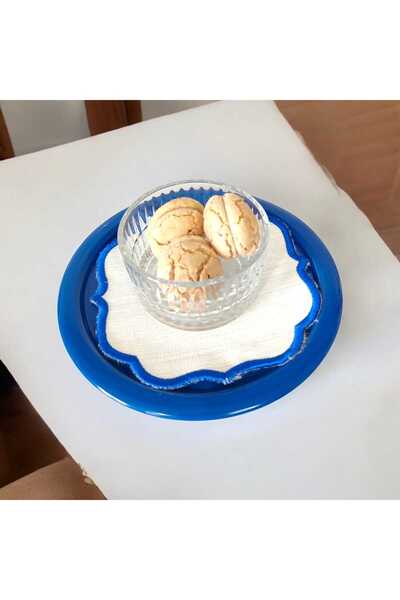 EceAksesuar Sunum Tepsisi Metal Tek Kişilik Dekoratif Çay, Kahve Ve Pasta Servisi 17 cm