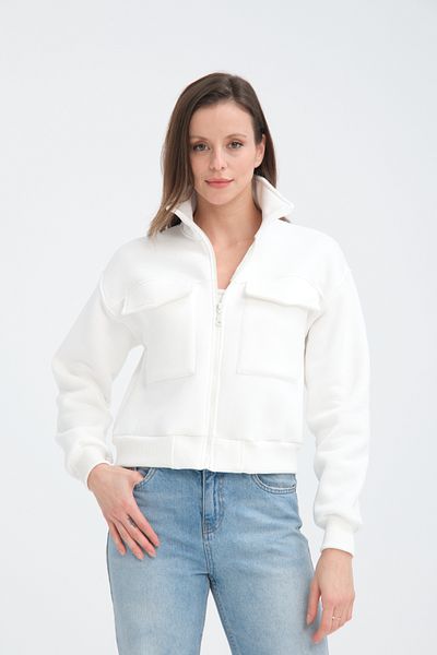 Store Women's Cotton with Fleece Inside with Pocket Crop Jacket-Cardigan