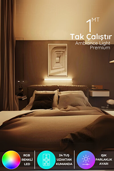 luciole Renkli Led Lambader Yapışkanlı 1 Metre Her Alana Uygun Uzaktan Kumandalı Wpembe Modlu