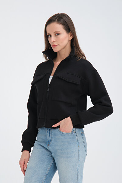 Store KADIN PAMUKLU İÇİ POLARLI CEPLİ CROP CEKET-HIRKA