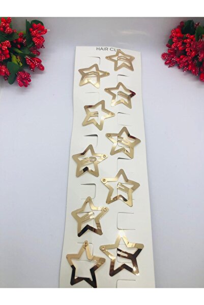 İnDerin Agrafă de păr cu stele, de culoare aurie, foarte elegantă, 10 bucăți (3 cm)