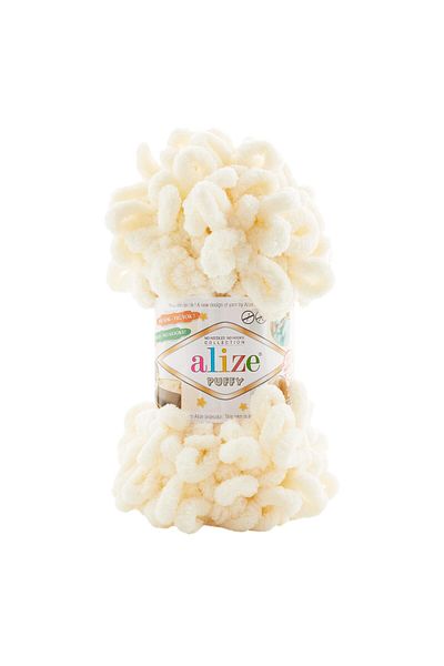Alize Pack of 5 01 Cream Puffy Hand Knitting Yarn