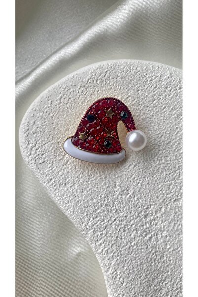 Genel Markalar Çelik Zirkon ve İnci Taşlı Yılbaşı Şapkası Broş