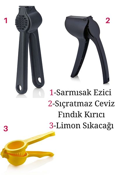 ARMESE Practical Quality Black Garlic Masher, Walnut and Nutcracker,Lemon Squeezer