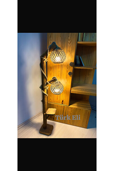 TÜRKELİ DOĞAL AĞAÇ LAMBADER, AHŞAP KÖŞE AYDINLATMA