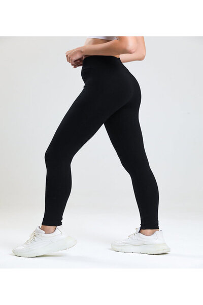 MojerHermosa Kadın Siyah Çelik Kumaş Penye Tayt