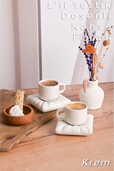 ARVALE Mona 90 ml Coffee Cup - Pillow Model, Figured Turkish Coffee