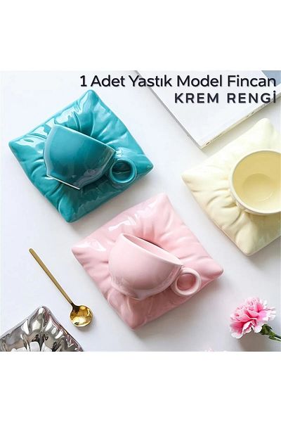 ARVALE Mona 90 ml Coffee Cup - Pillow Model, Figured Turkish Coffee