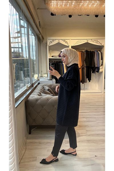 Invee سترة صوفية منقوشة من الصوف المخلوط من INVEE 6957 - أسود
