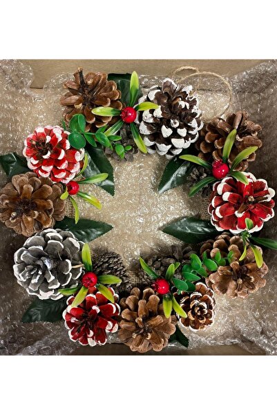 Marrone Новогодишна украса за врата Новогодишна украса за врата с борови шиша...