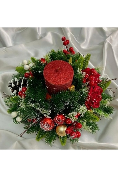 Marrone Πρωτοχρονιάτικο Κερί Στολίδι Τραπεζιού - Κωνικό