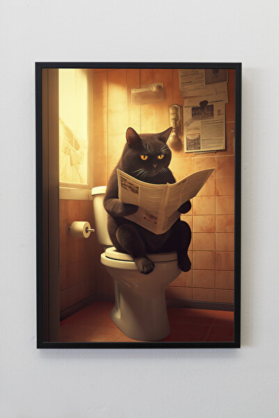 illustroworks No.100 Kedi - Çerçevesiz Özgün Tasarım Tablo Poster Duvar Tablosu