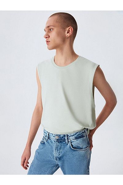 Ltb Green Slogan Printed Round Neck Undershirt