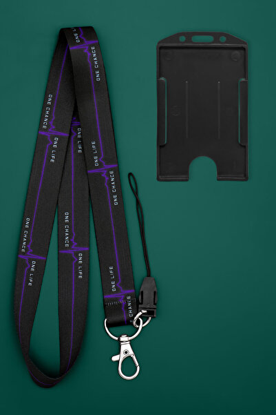 Apptakı Mor Kalp Atışı Ekg Boyun İpi Boyun Askı İpi Boyun Askısı ve Kartlık -...