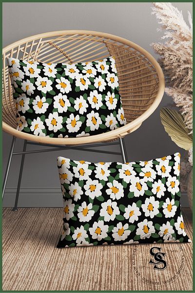 SasoHome 2-Piece Rectangular Throw Pillow Cover with Yellow Green Spring Daisies Design