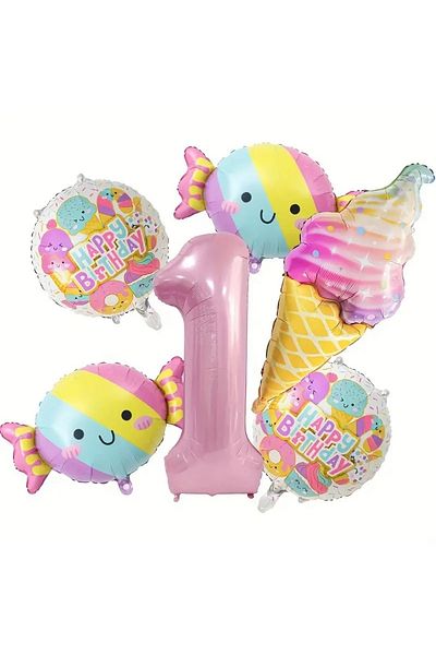 CANSIN 1 Year Old Candy Ice Cream Foil Balloon Set
