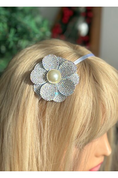 QUEEN AKSESUAR Πολυτελές σχέδιο - Σατέν κορώνα με γκρι κρυστάλλινο σχέδιο λου...