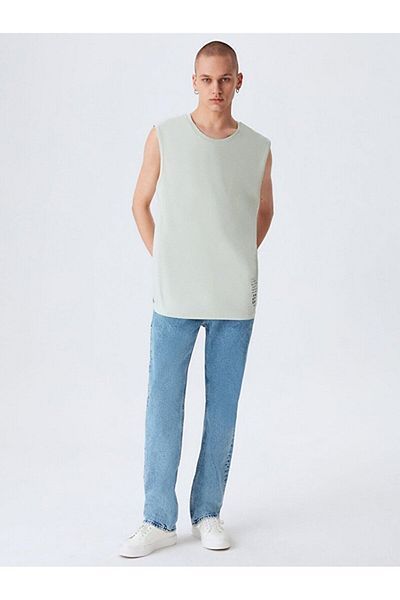 Ltb Green Slogan Printed Round Neck Undershirt