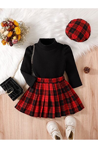 shop set 3 piese pentru fete: fustă, pălărie, pulover