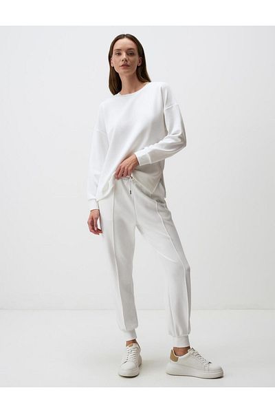Jimmy Key White Skinny Leg Jogger Pants with High Waist Pockets