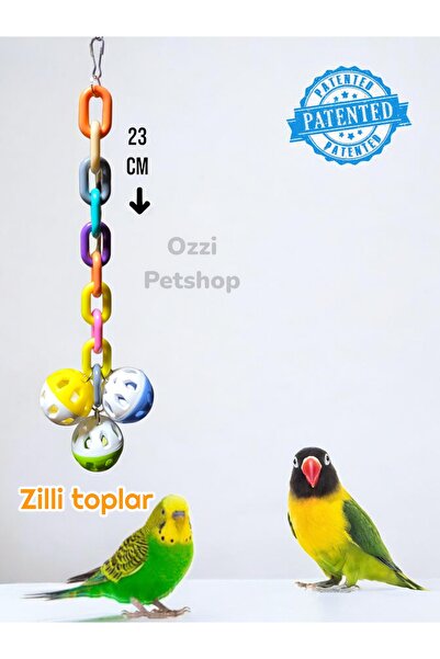 ozzipetshop Muhabbet Kuşu Sultan Cennet Papağanı Hareketli Zilli Toplar Renkl...