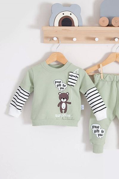 Eng Gift For You Patterned 2-Piece 100% Cotton Baby Boy Set