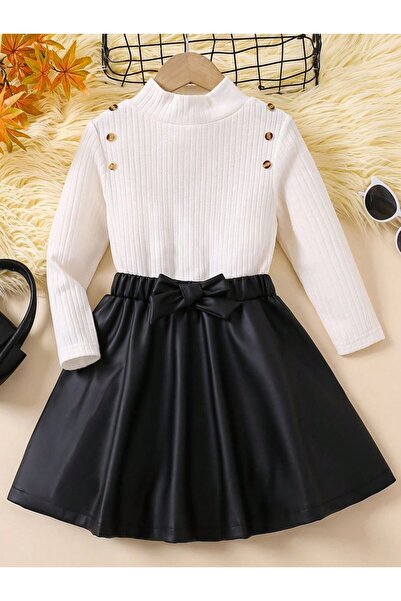 shop Set de 2 piese pentru fete: fustă din piele și pulover