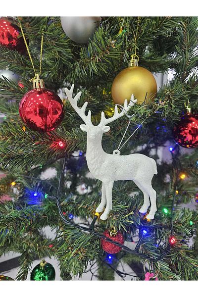 AFK White Color Christmas Pine Tree Deer Ornament 14cm