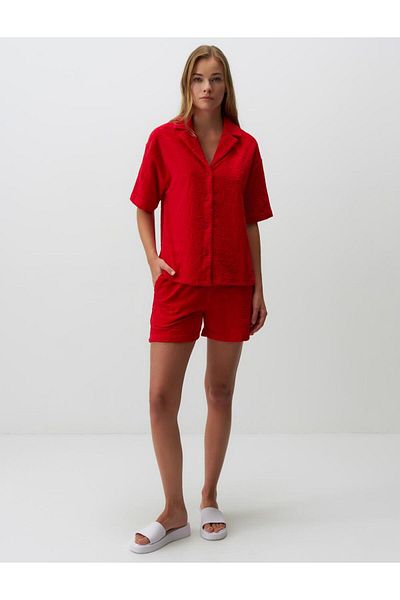 Jimmy Key Red Normal Waist Patterned Knitted Shorts