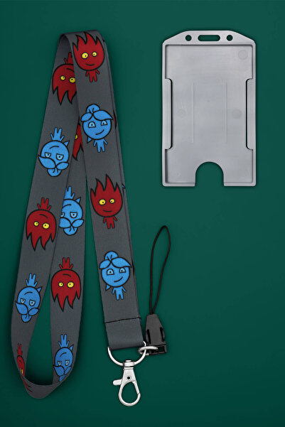 Apptakı Ateş ve Su Boyun İpi Boyun Askı İpi Boyun Askısı ve Kartlık - ASS0323-1