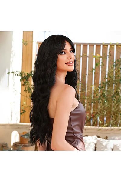 Fenomen Peruk Medical Black Riveted Wavy Wig A+++ Quality