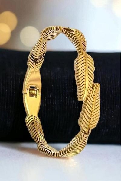 OQQO Gold Leaf Steel Women's Bracelet